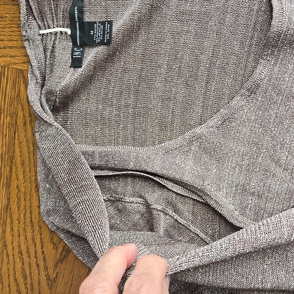 INC Sparkly Tank inside Open Sweater Taupe Silver threads, Medium NWT Bling - Picture 3 of 10